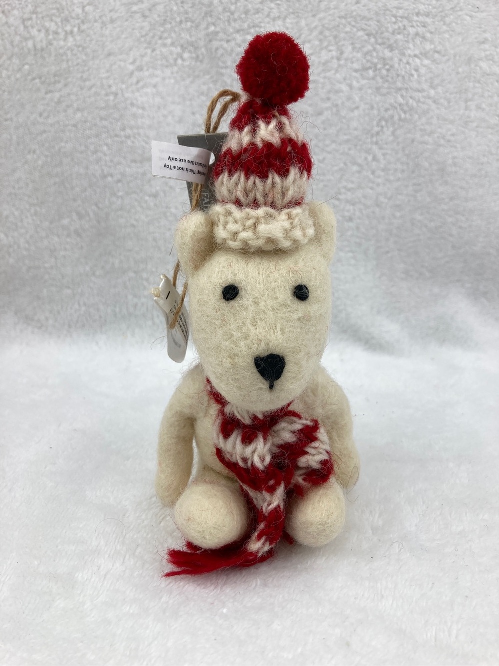 Pottery Barn St. Jude Wool Felt Teddy Bear Ornament Nepal 6.5” Set of 4 New